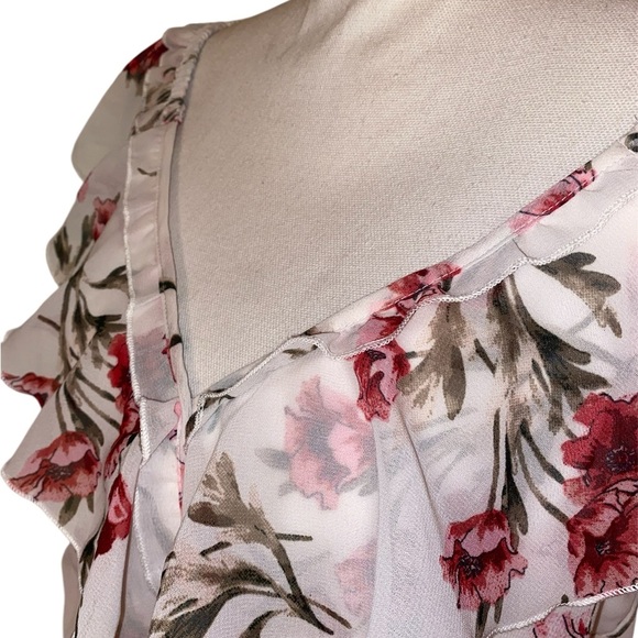 Hint of BLUSH Maxi  Dress White Pink Floral Print Size Large - Picture 6 of 8